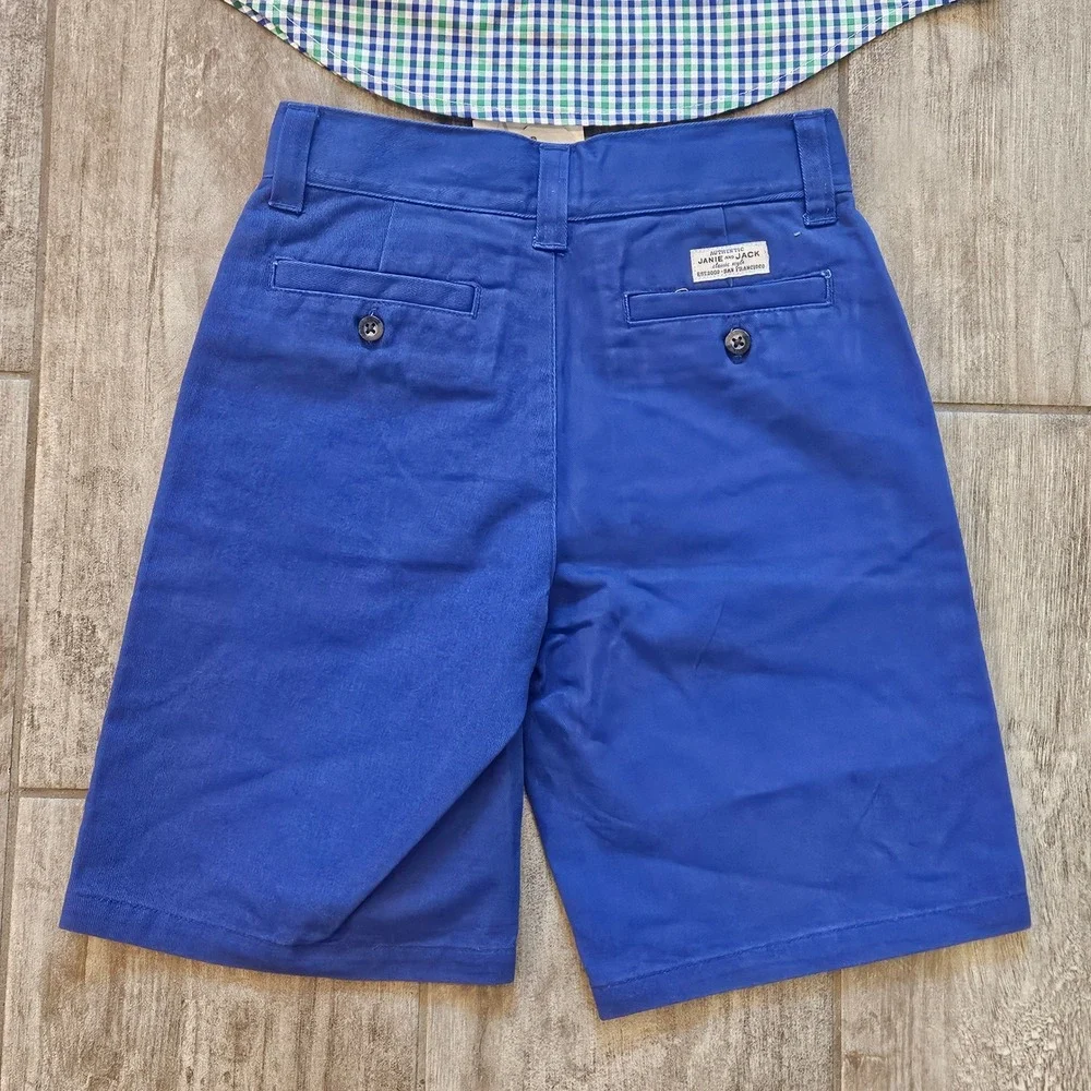 Janie and Jack Shirt Shorts Outfit Lot of 2 Boys 6 Gingham NEW Preppy Dressy